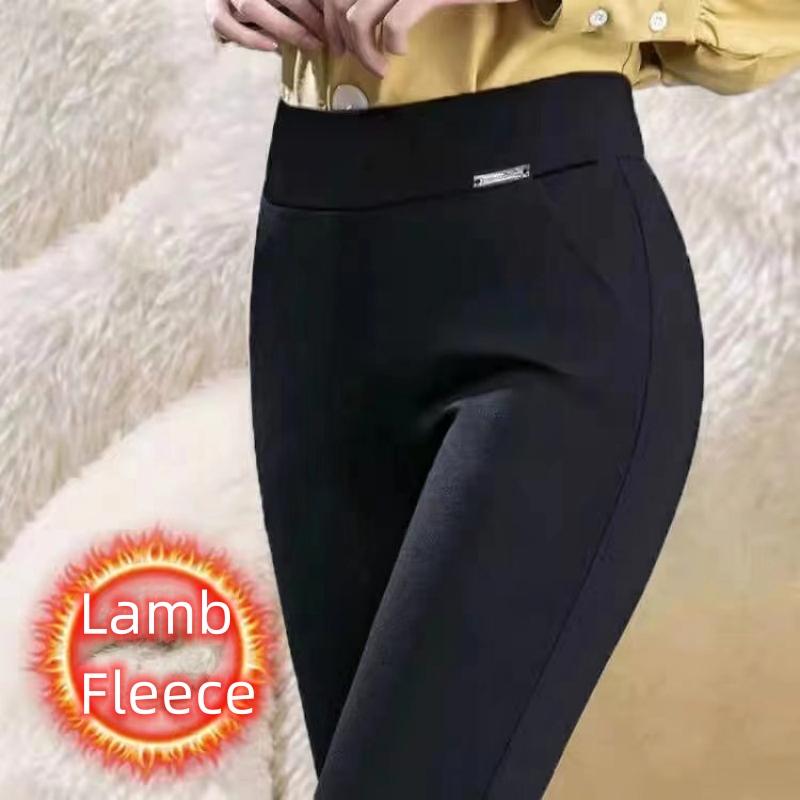 Thick&Thin Fleece Autumn Winter Office Lady Pants OL Women Black Trousers Slim Fit All-Match Femal Basic Pencil Pants Casual