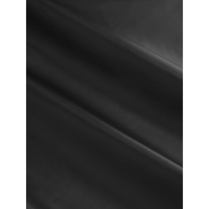 Cider [size 2-10] Faux Leather Mid Rise Solid Ruched Split Midi Skirt