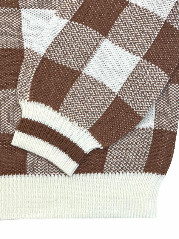Women's Colorblock Plaid Print V Neck Sweater, Casual Drop Shoulder Long Sleeve Jumper for Spring & Fall, Fashion Women's Knitwear for Daily Wear