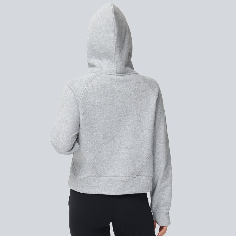 THE GYM PEOPLE Womens' Hoodies Half Zip Fleece Crop Pullover Sweatshirts with Pockets Thumb Hole