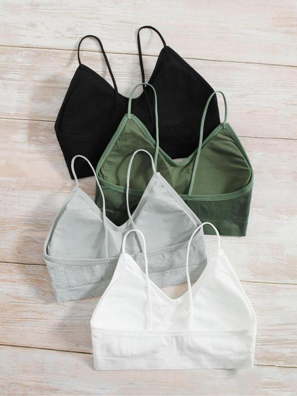 Women's Solid Removable Padded Bra, Casual Comfortable Breathable Bra for Daily Wear, Lingerie for All Seasons