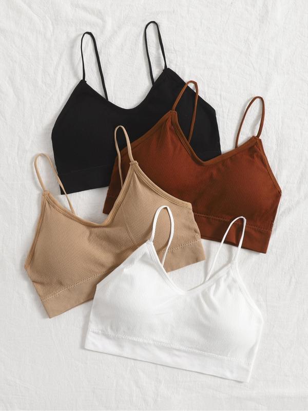 Women's Solid Removable Padded Bra, Casual Comfortable Breathable Bra for Daily Wear, Lingerie for All Seasons