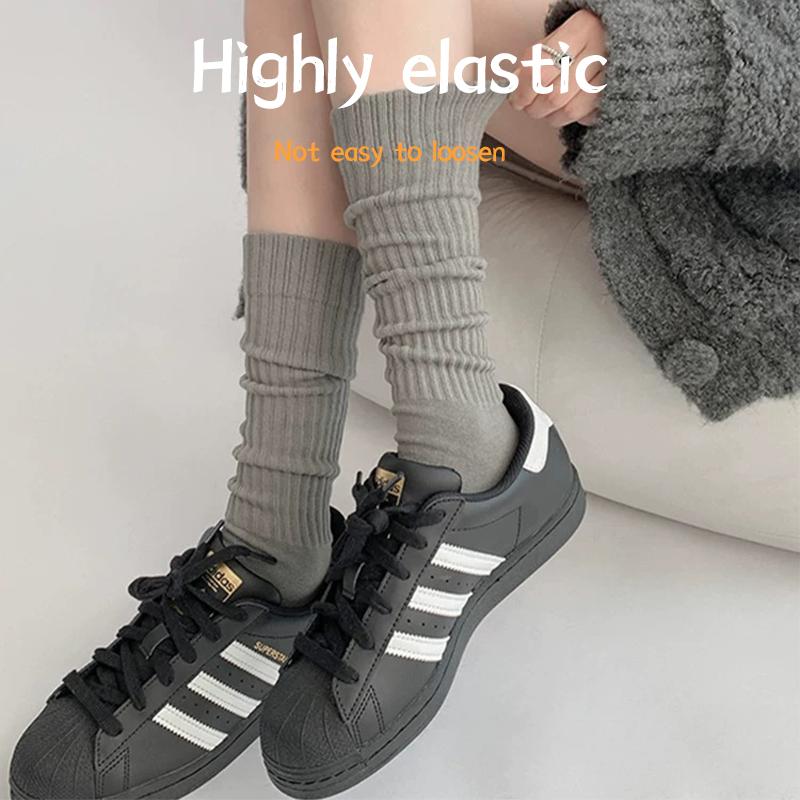 Women's Solid Crew Socks, Baggy Socks, Multi-pack Basic Soft Comfy Breathable Cozy Midcalf Socks for Daily Wear, Socks for Women, Comfort Casual Womenswear, Lady's Fall & Winter Socks & Hosiery, Minimalist Fall Winter Clothes