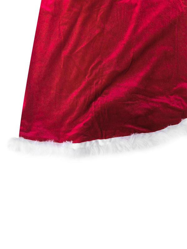 Women's Christmas Themed Fuzzy Trim Cloak Sleeve Hooded Cape Robe, Casual Long Sleeve Tie Front Lounge Robe for Fall & Winter, Women's Sleepwear for Indoor Wear