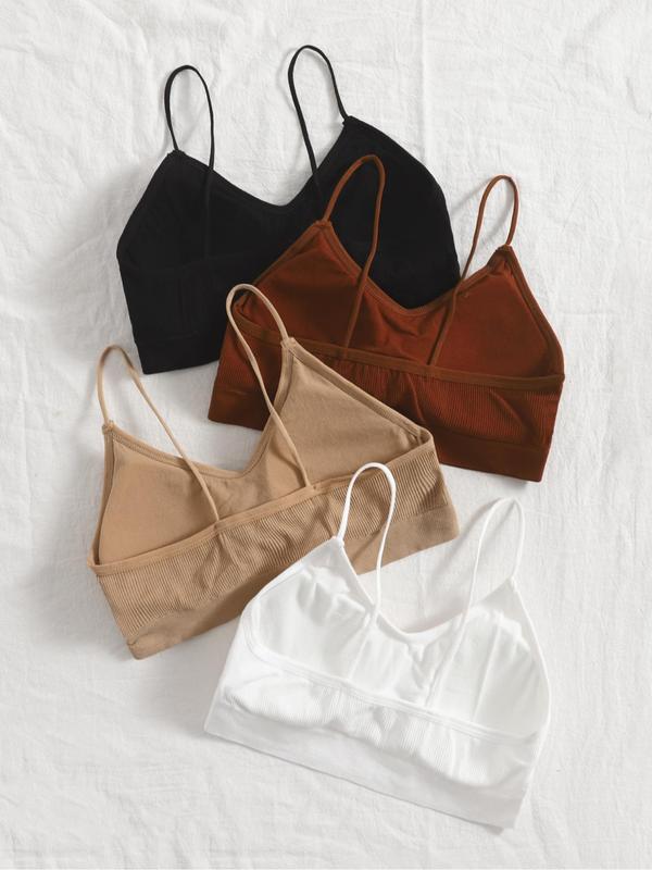 Women's Solid Removable Padded Bra, Casual Comfortable Breathable Bra for Daily Wear, Lingerie for All Seasons