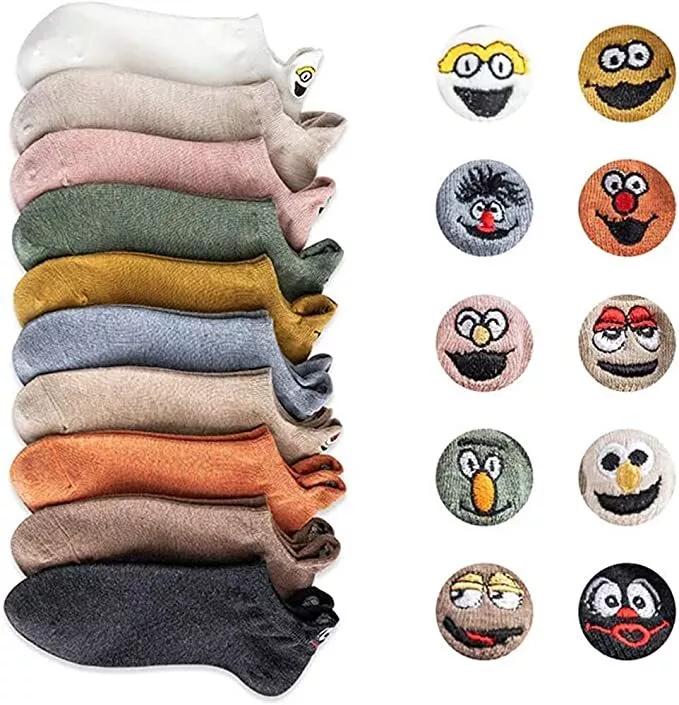 10 Pairs Womon Cute  Lovely Socks Cotton Kawaii Embroidered Funny Low Cut Socks  Ankle Socks