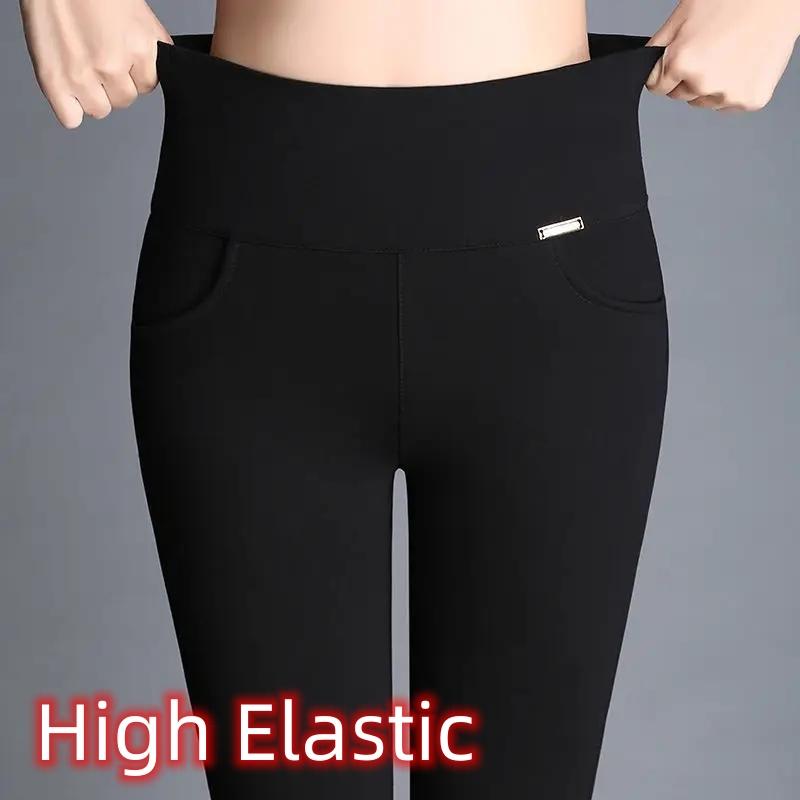 Thick&Thin Fleece Autumn Winter Office Lady Pants OL Women Black Trousers Slim Fit All-Match Femal Basic Pencil Pants Casual