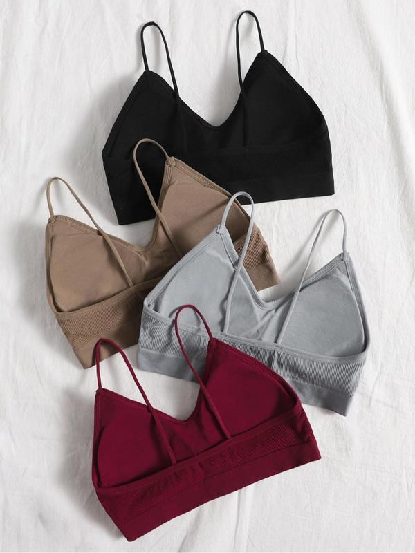 Women's Solid Removable Padded Bra, Casual Comfortable Breathable Bra for Daily Wear, Lingerie for All Seasons