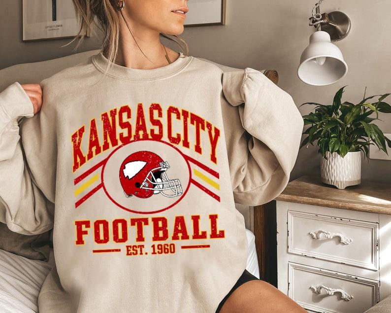 Kansas City Football Shirt, Retro Kansas City 1960 Football Sweatshirt, Chief T-Shirt, Football Game Day Sweatshirt, Kansas Team Unisex Shirt Gift Football Fan Cotton Womenswear