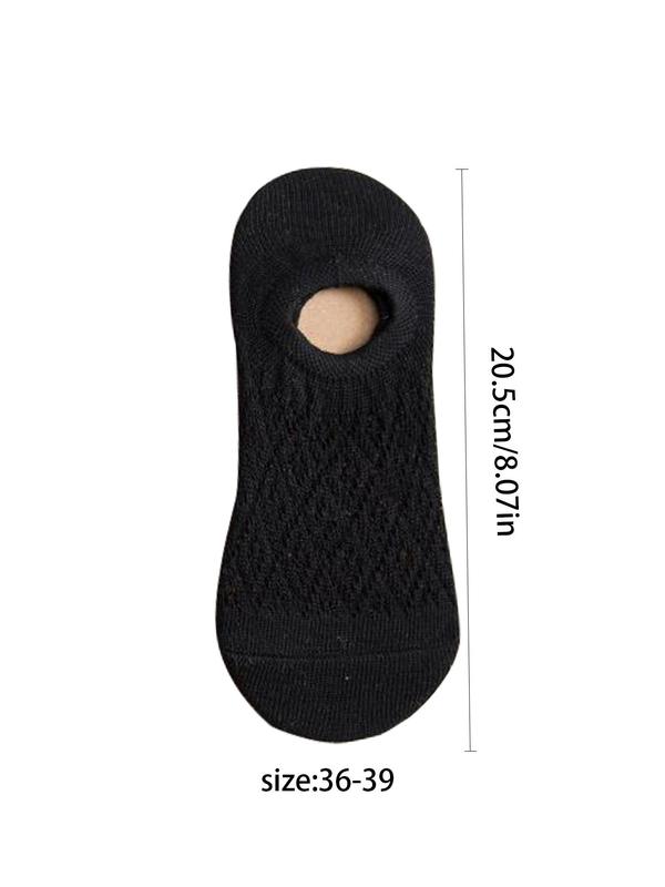 Women's Solid Knit Invisible Socks, Soft Breathable Non Slip Silicone Low Cut Socks, Multipack Thin Crew Socks for Summer Daily Wear, Women's Socks & Hosiery
