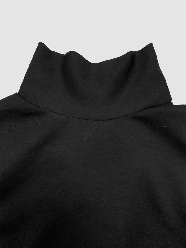 Women's Plain Fake Buttons Asymmetrical Hem Dress, Elegant Long Sleeve Mock Neck Long Dress for Spring & Fall, Women's Clothing for Daily Wear