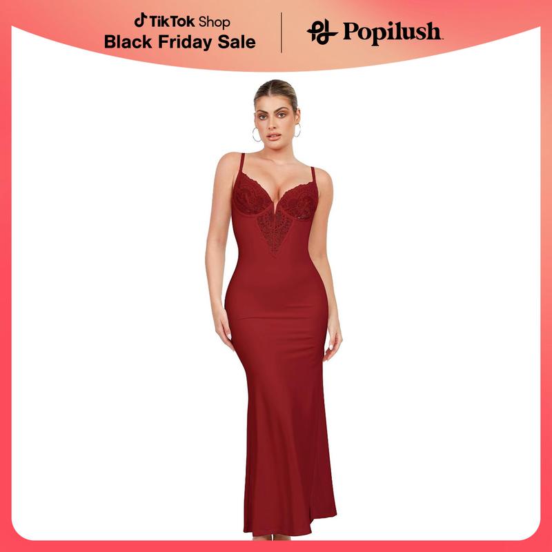 Popilush Built-In Shapewear Lace Dress or Lace Wide-Leg Jumpsuit Christmas
