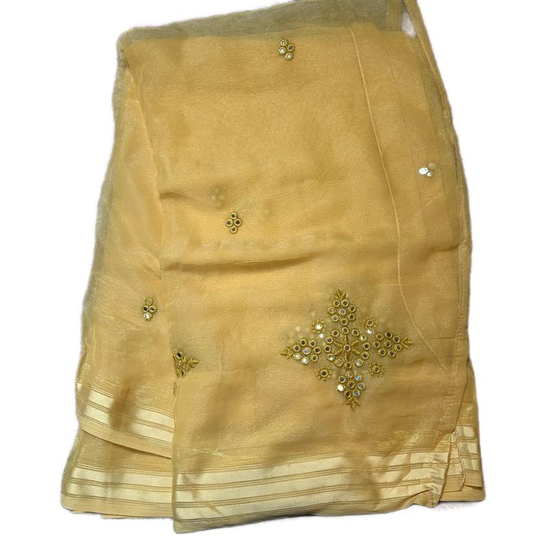 Traditional Simmery Silk Saree with Thread and Mirror Work - Dress