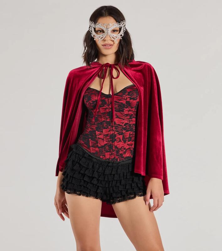 Spooky And Sultry Velvet Hooded Cape