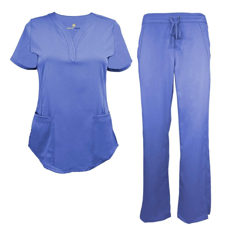 ACTIVE UNIFORMS Women’s Y-Neck Scrub Set – Ultra Soft Fabric, Adjustable Waist, Modern Fit