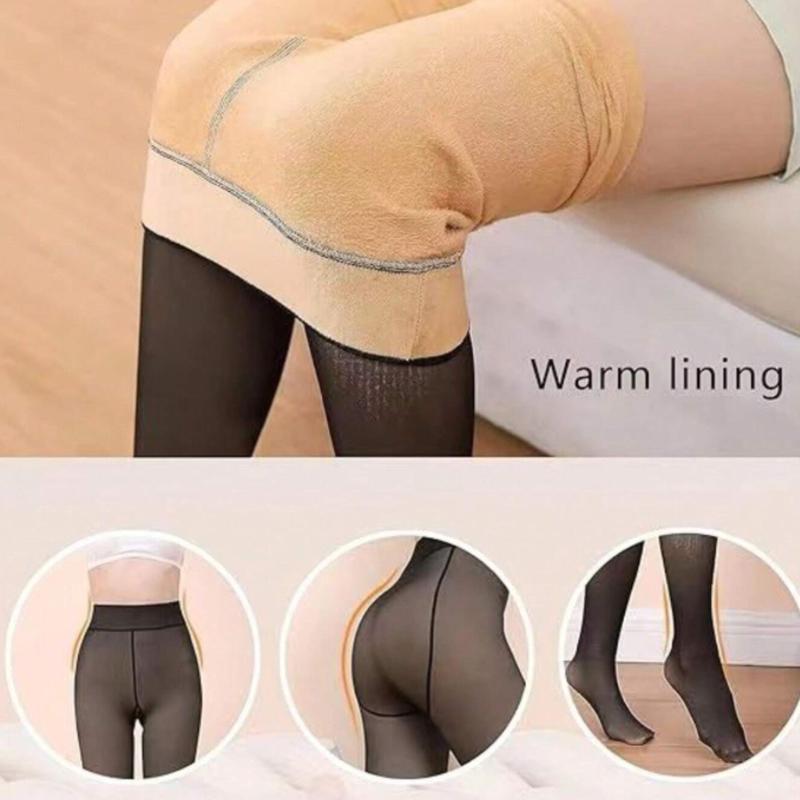 1pc Women's 200g Thermal Black Fleece Lined Tights Pantyhose,Warm Tights,Thickened Fleece Stockings,Translucent,High Elastic,Sexy Slim Fit Leggings,