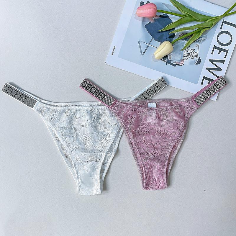 5-pack women's letter rhinestone high waist panties, soft, comfortable and breathable panties, lace sexy panties, suitable for daily wear, sports, four seasons, multi-pack panties size suitable for S-XL