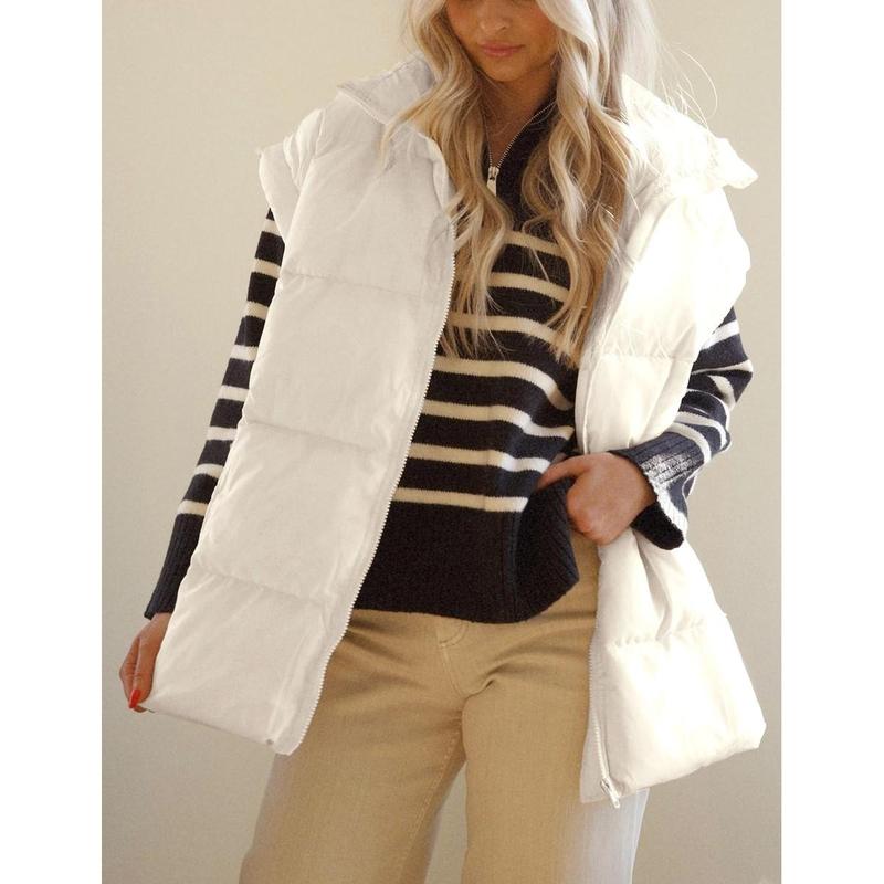 UANEO Women's Zip Up Puffer Vest Stand Collar Sleeveless Padded Coat with Pockets warm vest
