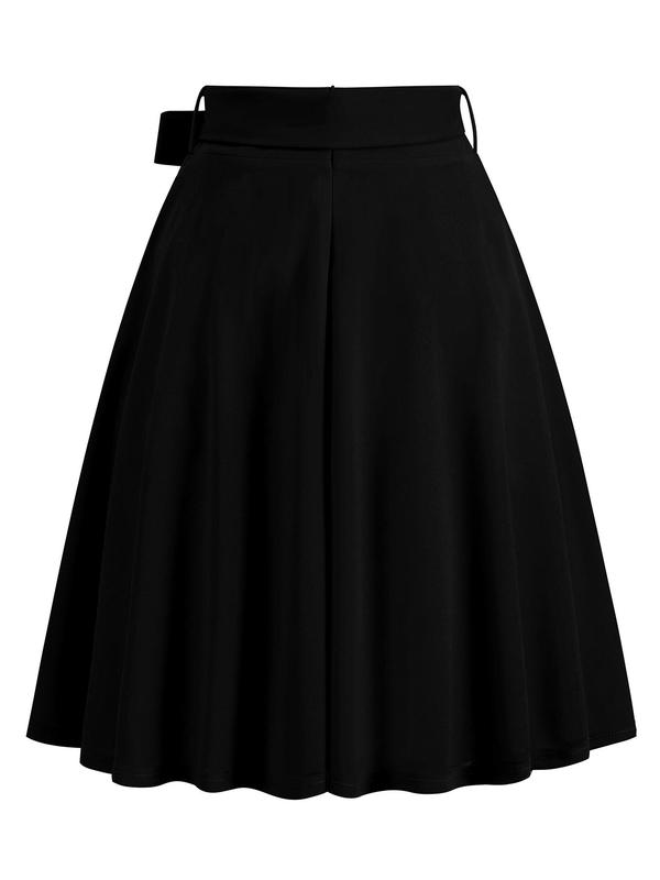 Women's Bow Front Belted Chiffon Skirt, Elegant Zipper A Line Midi  Skirt for Party, Fashion Women's Skirt for Daily Wear