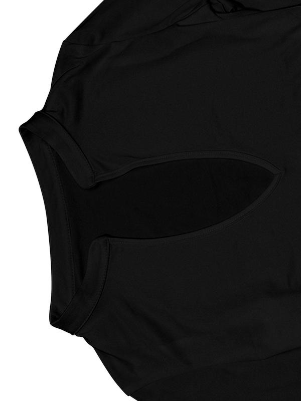 Women's Plain Keyhole Neckline Bodysuit, Elegant Cut Out Long Sleeve Bodysuit for Spring & Fall, Women's Clothes for Daily Wear