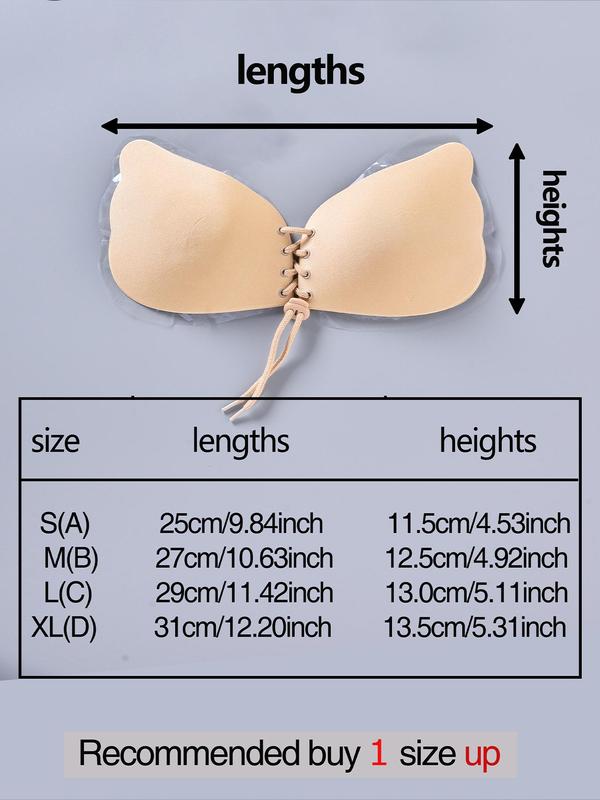 Women's Lace Up Strapless Self Adhesive Bra, Sticky Push Up Nipple Cover, Lady Summer Comfortable Lingerie Accessories, Summer Wear 2024, Womenswear Underwear