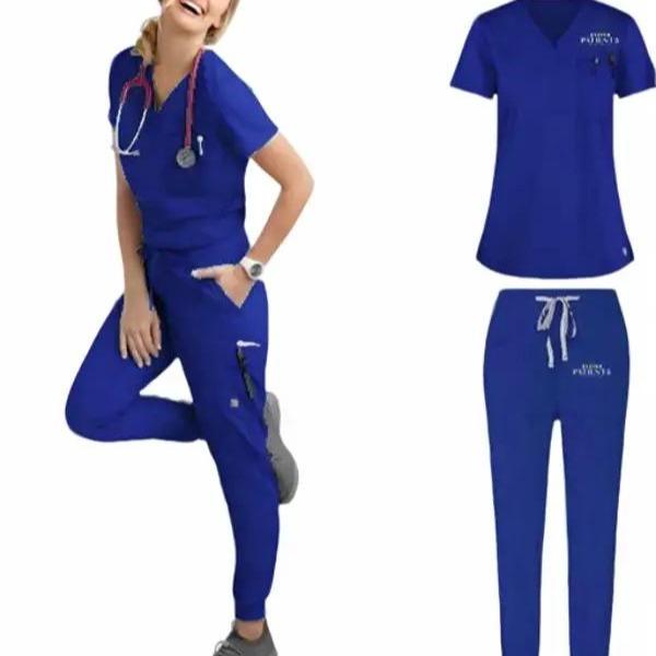 Beyond Wrinkle Free Classic Scrub w logo set Comfort Pockets Style Uniforms Workwear Women Pants Drawstring Comfortable Fit Lady Slim Fabric Womenswear