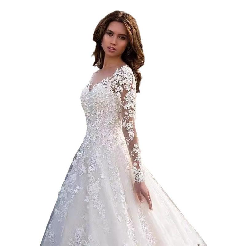Elegant 2024 Spring New European and American Women's Clothing Long Sleeve off Shoulder Bridal Wedding Dress for Women Dress Formal Dress