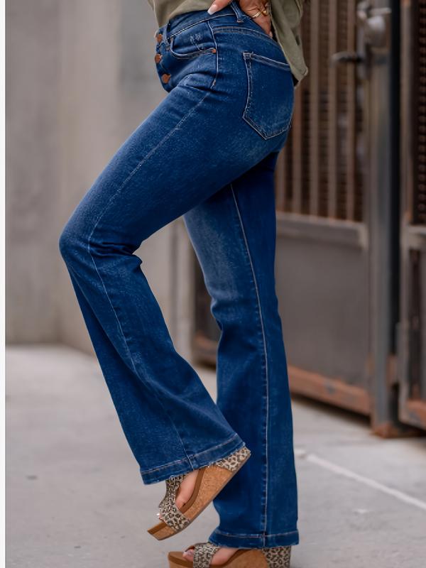 High-quality Women's Fashion Simple Slim Button-up Jeans