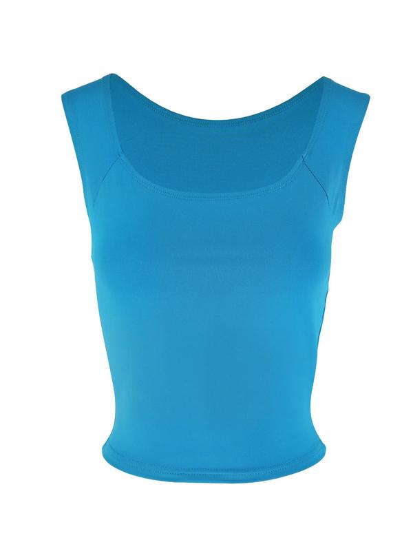 Women's Plain Scoop Neck Crop Tank Top, Casual Sleeveless Cropped Top for Summer, Fashion Women's Top for Daily Wear
