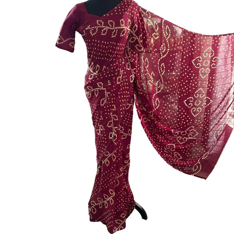 Weightless Georgette Bandhani Sarees for Women - Traditional Dress