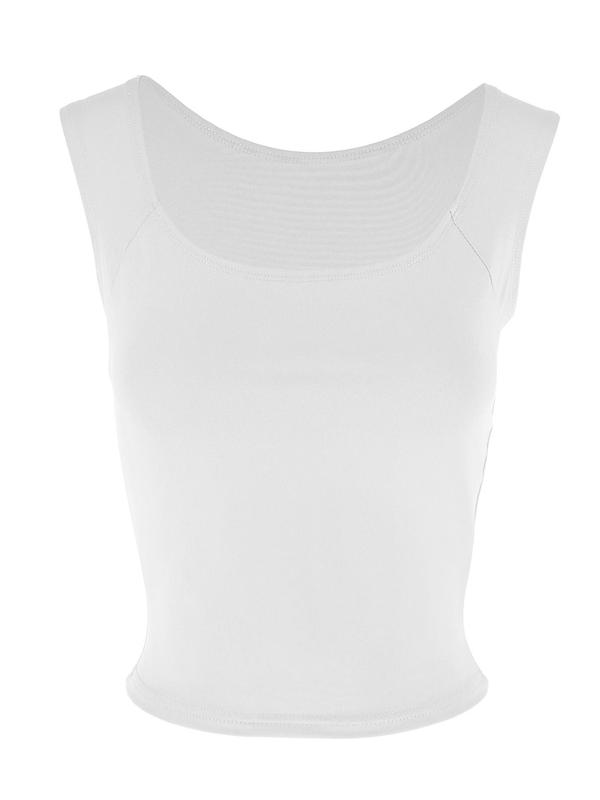 Women's Plain Scoop Neck Crop Tank Top, Casual Sleeveless Cropped Top for Summer, Fashion Women's Top for Daily Wear