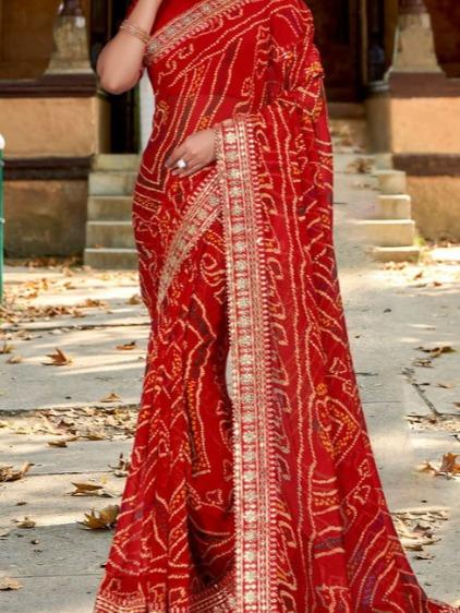 Weightless Georgette Bandhani Sarees for Women - Traditional Dress