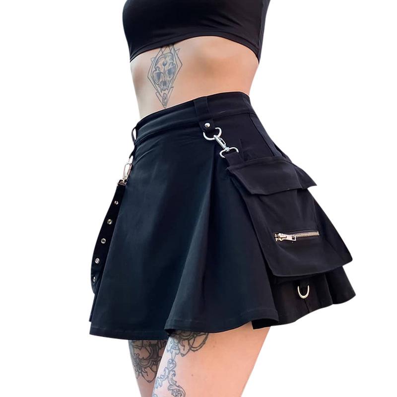 Women Mini Skirt Y2K Girls Harajuku Gothic Punk Lace Up High Waist A-Line Dark Academia Aesthetic Skirts Short Club Plaid Skater