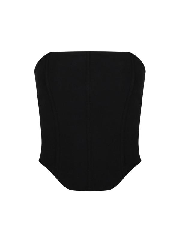 Women's Plain Backless Lace Up Grommet Eyelet Tube Top, Asymmetrical Hem Strapless Top for Daily Wear, Ladies Clothes for All Seasons