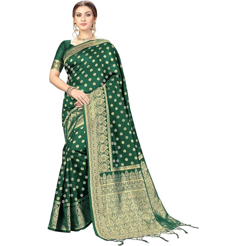 Nivah Fashion Women's Kanjivaram Banarasi Art Silk Saree with Blouse Piece sarees Dress Traditional