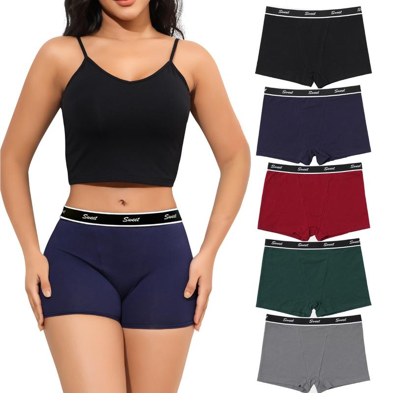LEVAO Women Boyshorts Panties Cotton Boxer Briefs Underwear for Ladies with Stretch Boxer Shorts 5-Pack S-XL
