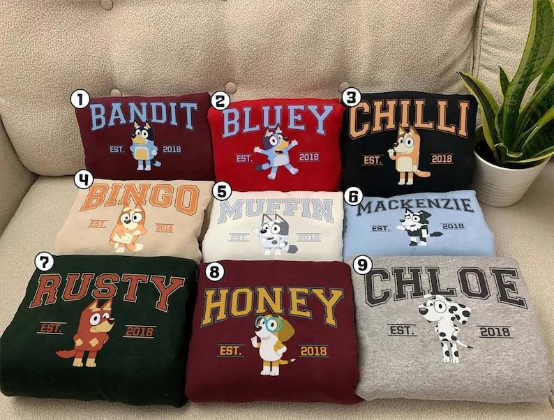 Bluey Character Shirt, Muffin Cupcake Heeler Shirt, Bluey Shirt, Bluey And Bingo Shirt, Personalized Bluey Family Shirt, Heeler Family Hoodie and Sweater; T-shirt Cotton Elegant Womenswear Clothing