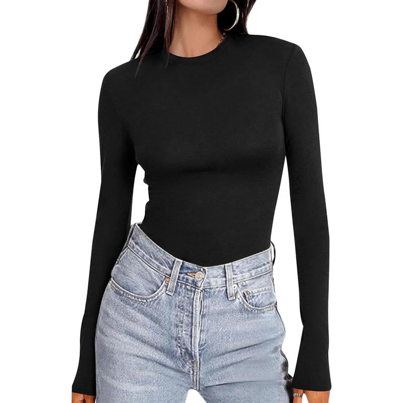 Women's  Shirts Tight Fitted Tops Crewneck Underscrubs Tee Lightweight Basic Thermal Undershirts