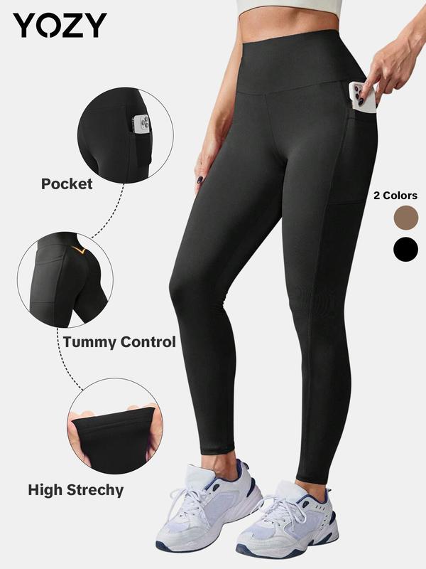 YOZY [size 4-14] High Waist Pocket Leggings, Casual Comfy Breathable Skinny Pants for All Seasons, 2024 Women's Bottoms for Daily Wear, [S-XXL]