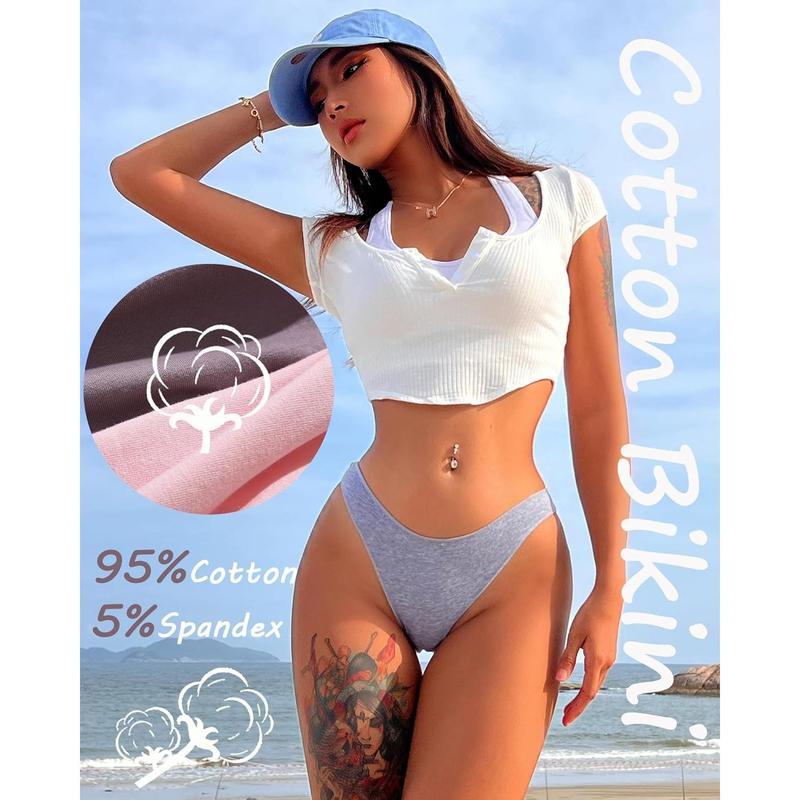 6 Pack Cotton Underwear for Women Cute Low Rise Bikini Panties High Cut Breathable Sexy Hipster Womens Cheeky S-XL