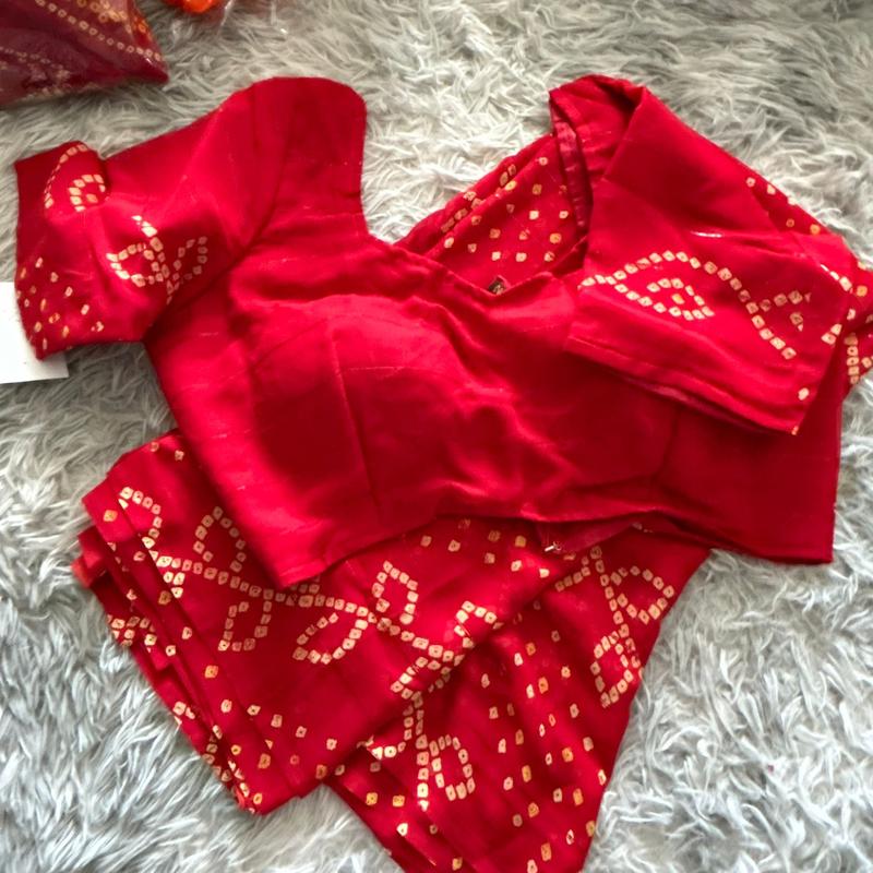 Weightless Georgette Bandhani Sarees for Women - Traditional Dress