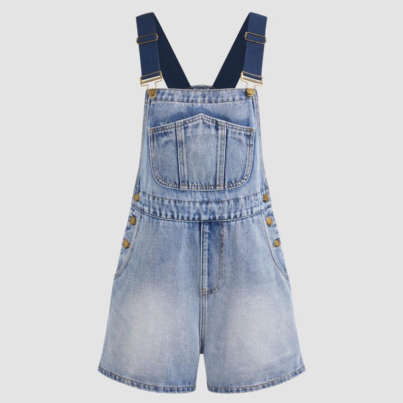 Cider [4 colors, Size 0-26] Denim Pocket Wide Leg Jumpsuit