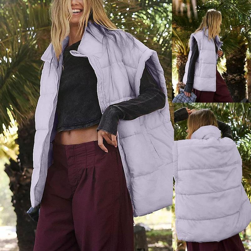 UANEO Women's Zip Up Puffer Vest Stand Collar Sleeveless Padded Coat with Pockets warm vest