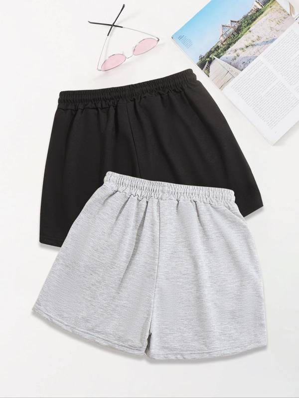 Women's Letter Print Drawstring Shorts, Casual Comfort Pocket Elastic Waist Shorts, Comfort Clothes Women, Summer Bottoms, Shorts for Women