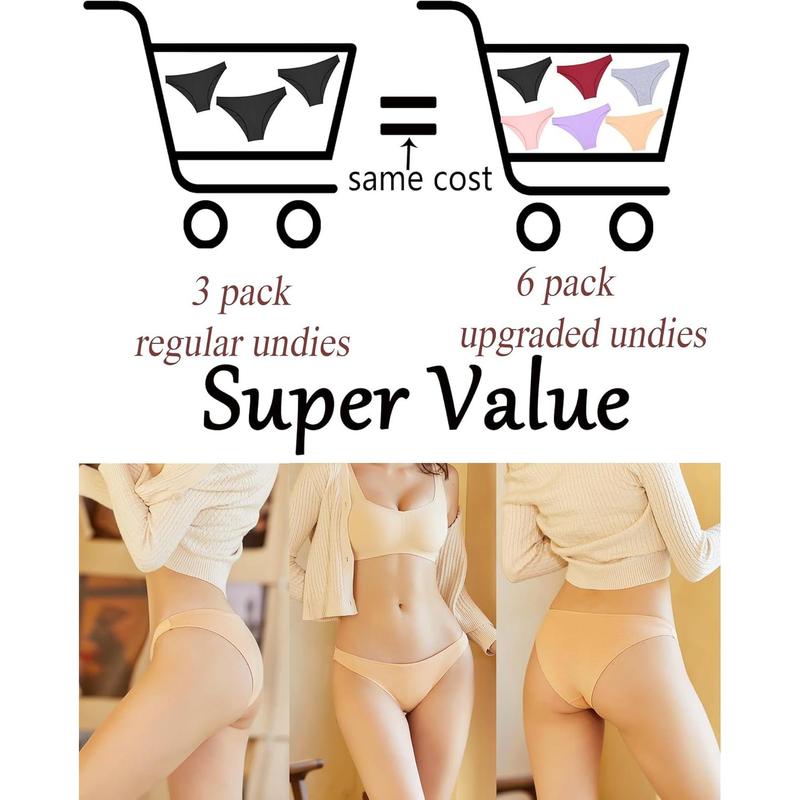 6 Pack Cotton Underwear for Women Cute Low Rise Bikini Panties High Cut Breathable Sexy Hipster Womens Cheeky S-XL