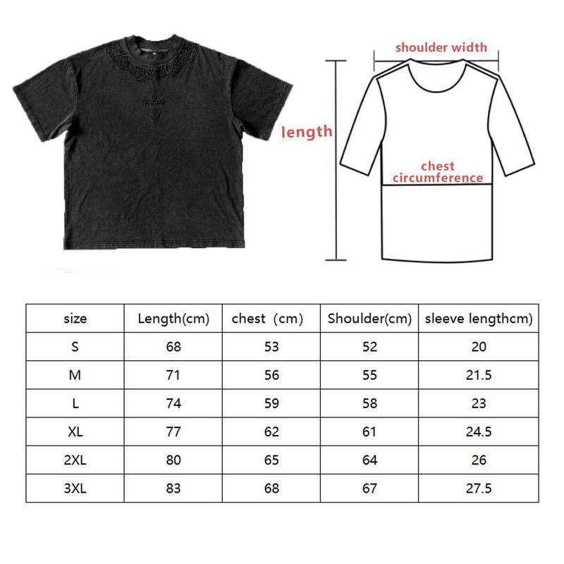 Arctic Cross Tee Washed Embroidered T-shirt for Men and Women, Suitable for Summer Fashion Wear