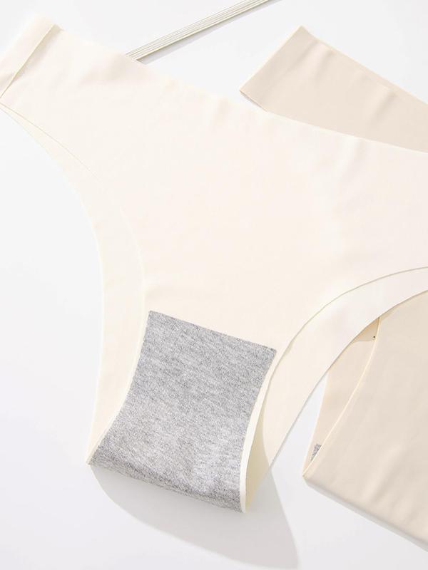 Women's Solid Color Drop Waist Seamless Panties, Back To School Wear, Casual Seamless Breathable Knicker, Summer Clothes, Ladies Underwear for Daily Wear, Summer Wear 2024 Birthday Wear Black Girl, Fall Gift