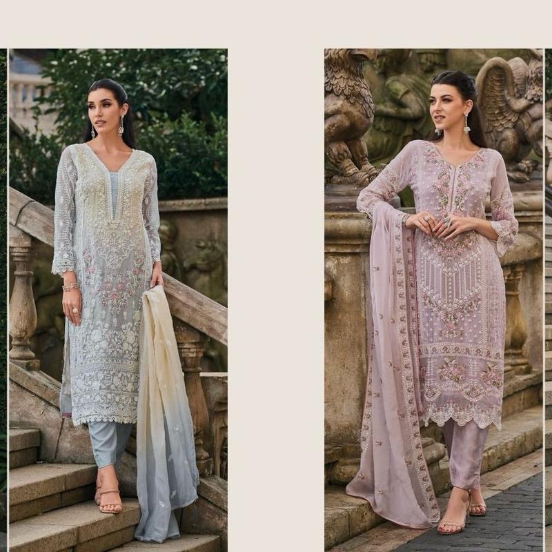 *Top -  Soft organza with fancy embroidery  work with  moti work & gpo lace* Traditional Womenswear Comfort Dress Outfit Silk