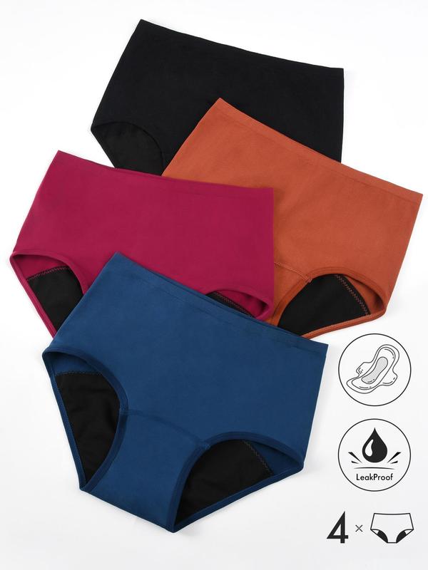 Women's Solid Color High Waist Knicker, Lady Period Underwear, Soft Comfort Breathable Panty for Daily Wear, Summer Wear, Basic Underwear for All Seasons, Panties for Women