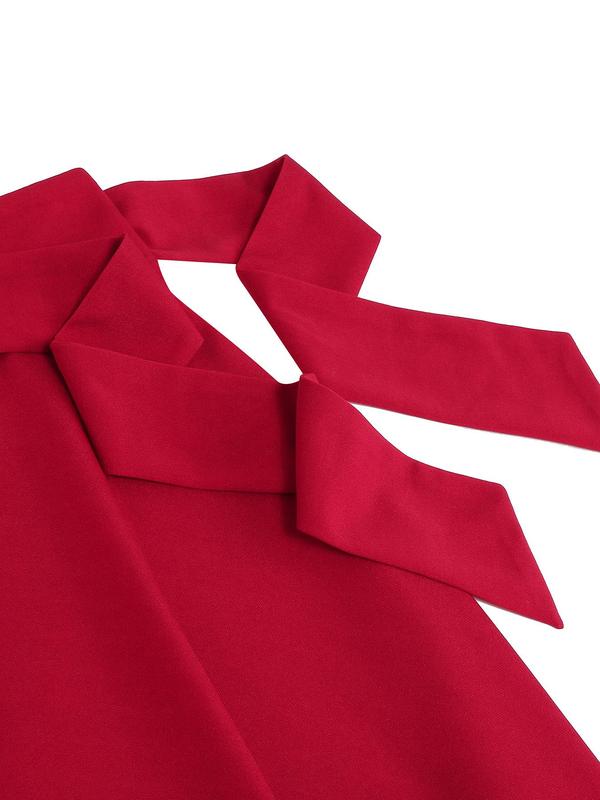 Women's Bow Front Belted Chiffon Skirt, Elegant Zipper A Line Midi  Skirt for Party, Fashion Women's Skirt for Daily Wear